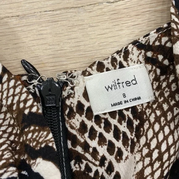 Wilfred By Aritzia  Brown amp White MultiAnimal Print Ruched Bodycon Dress - Picture 5 of 6